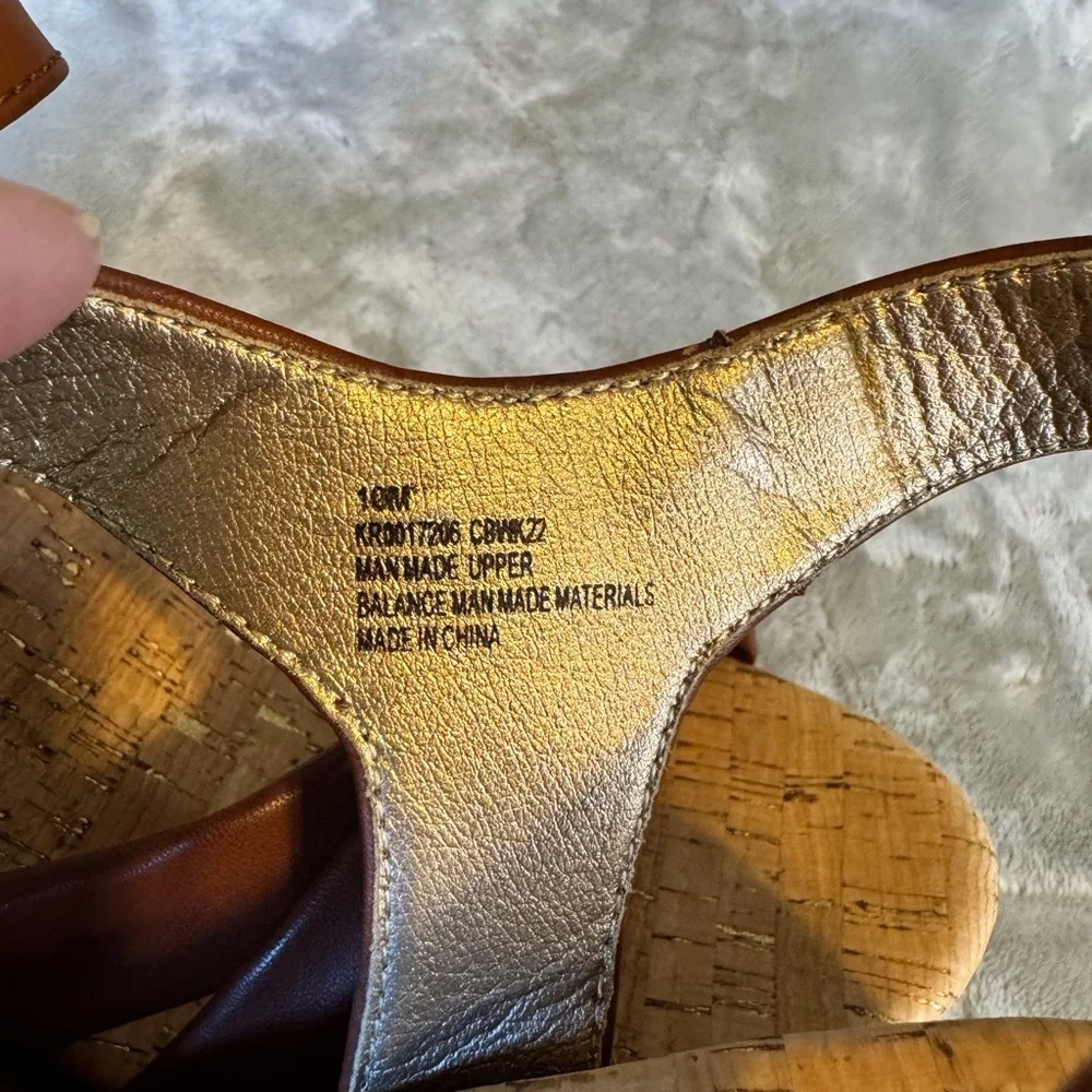 Korks Tan Wedge Sandals. Excellent Condition.